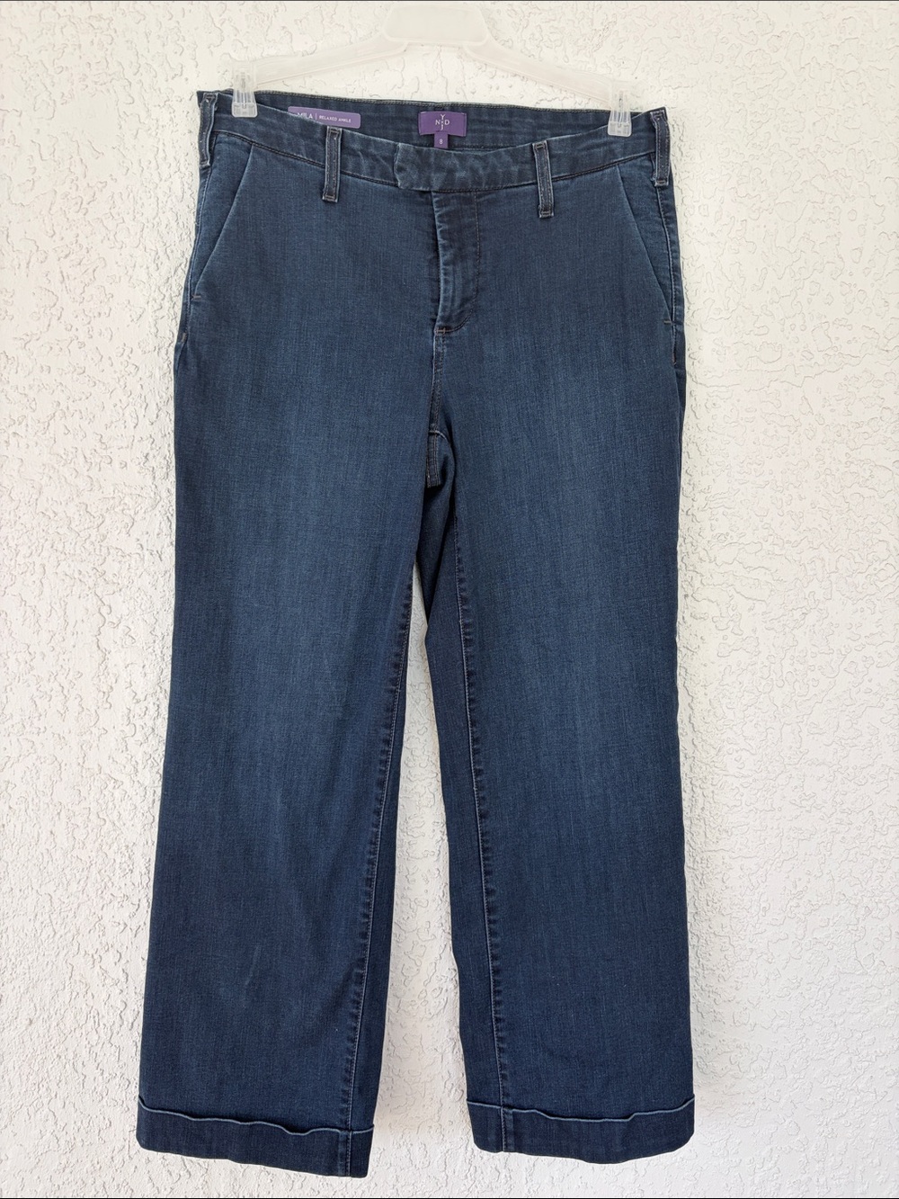 NYDJ Dark Indigo Mila relaxed cuffed ankle style  Jeans size 8